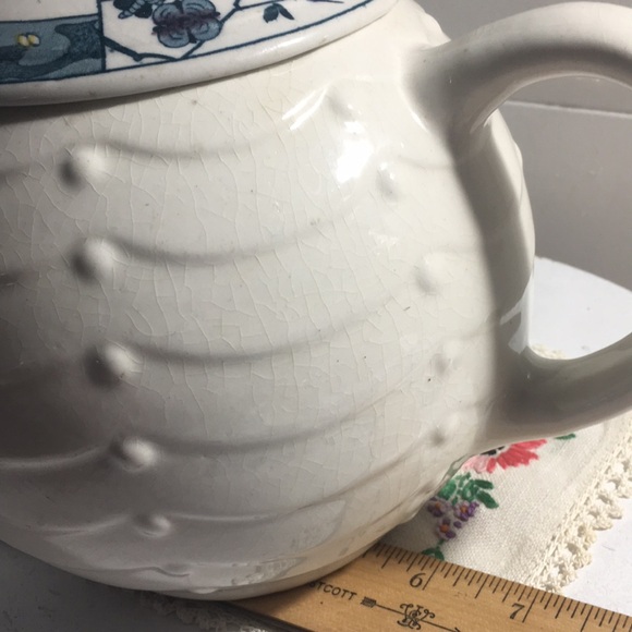 Vintage aqua detailing white Art Deco tea pot - Picture 7 of 9